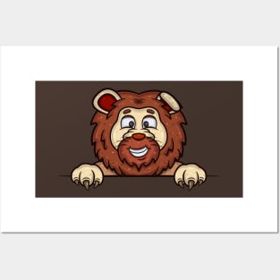 Lion Cartoon With Happy Face Expression Posters and Art